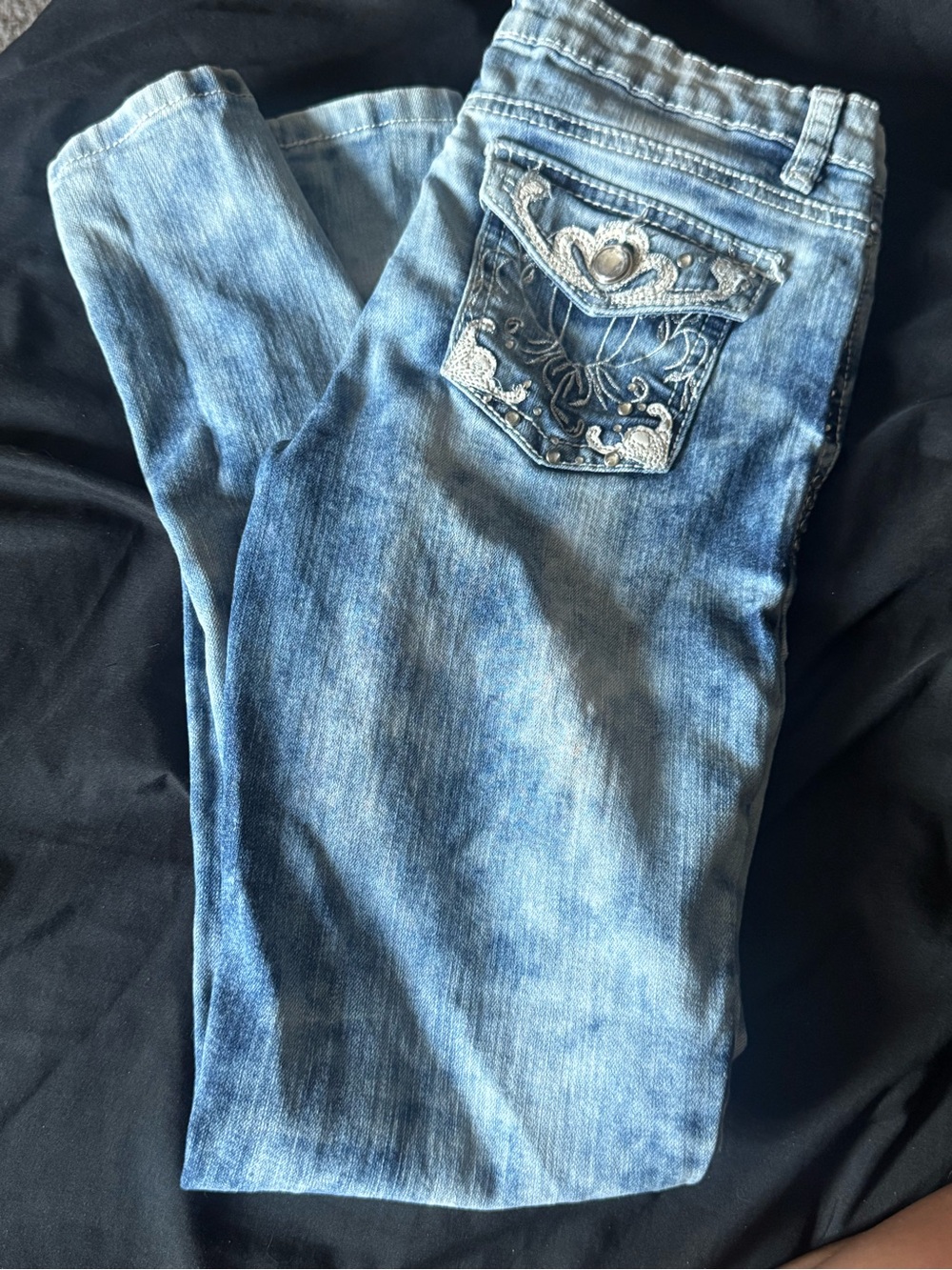 Girls Revolution Embroidered Pocket Jeans